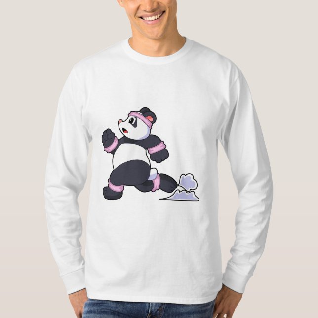 Panda als Runner beim Laufen T-Shirt (Vorderseite)