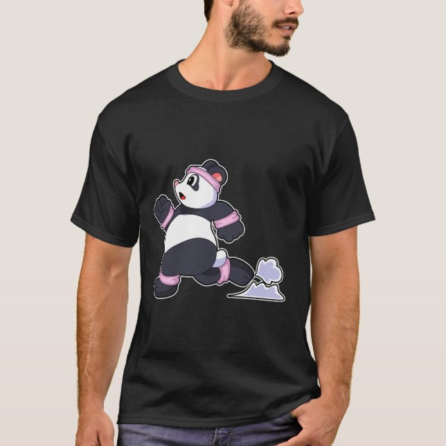 Panda als Runner beim Laufen T-Shirt (Vorderseite)