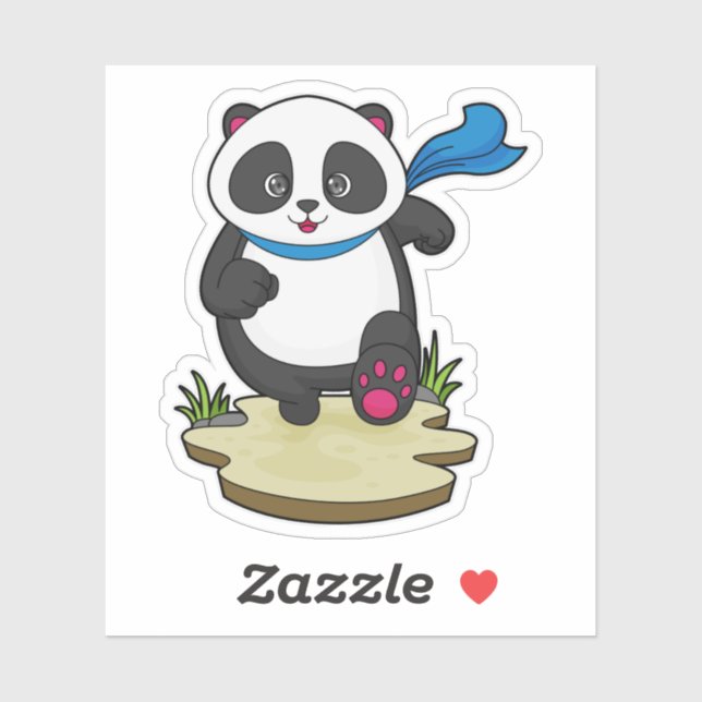Panda als Runner mit Scarf Aufkleber (Blatt)