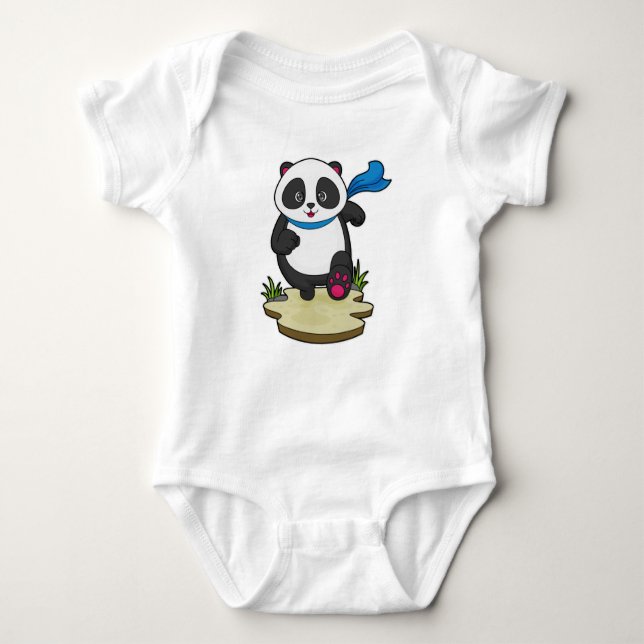 Panda als Runner mit Scarf Baby Strampler (Vorderseite)