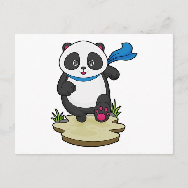 Panda als Runner mit Scarf Postkarte (Vorderseite)