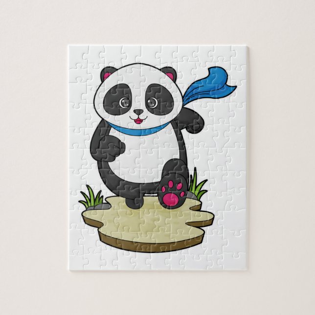 Panda als Runner mit Scarf Puzzle (Vertikal)