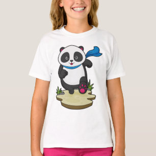 Panda als Runner mit Scarf T-Shirt