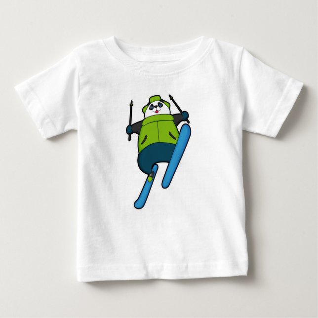 Panda als Skijumper mit Ski Baby T-shirt (Vorderseite)