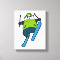 Panda als Skijumper mit Ski