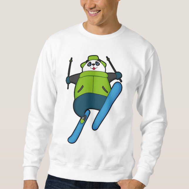 Panda als Skijumper mit Ski Sweatshirt (Vorderseite)
