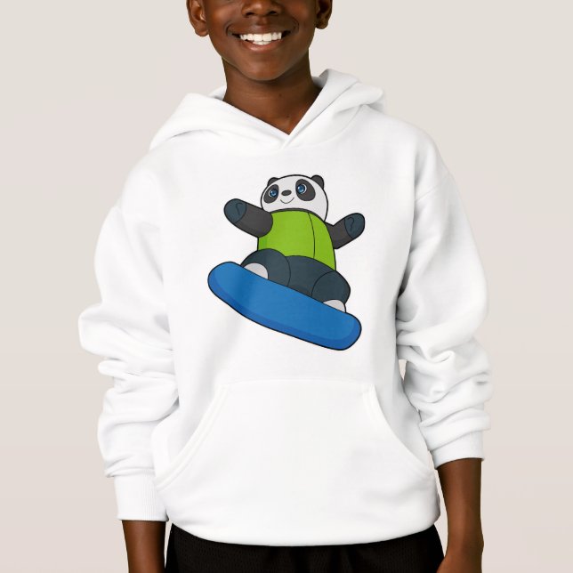 Panda als Snowboarder mit Snowboard Hoodie (Vorderseite)