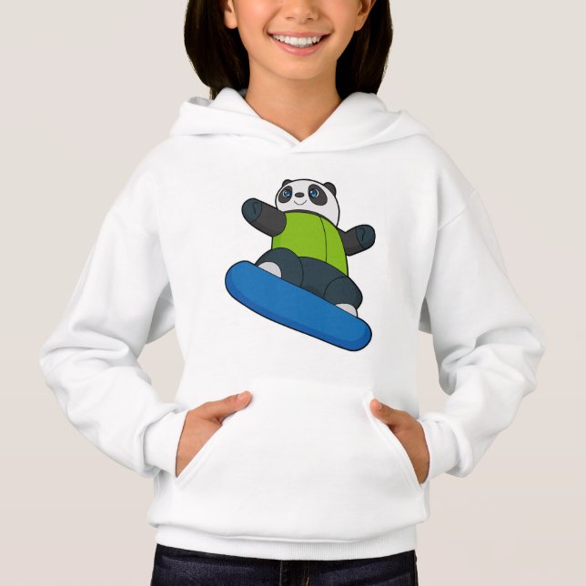 Panda als Snowboarder mit Snowboard Hoodie (Vorderseite)