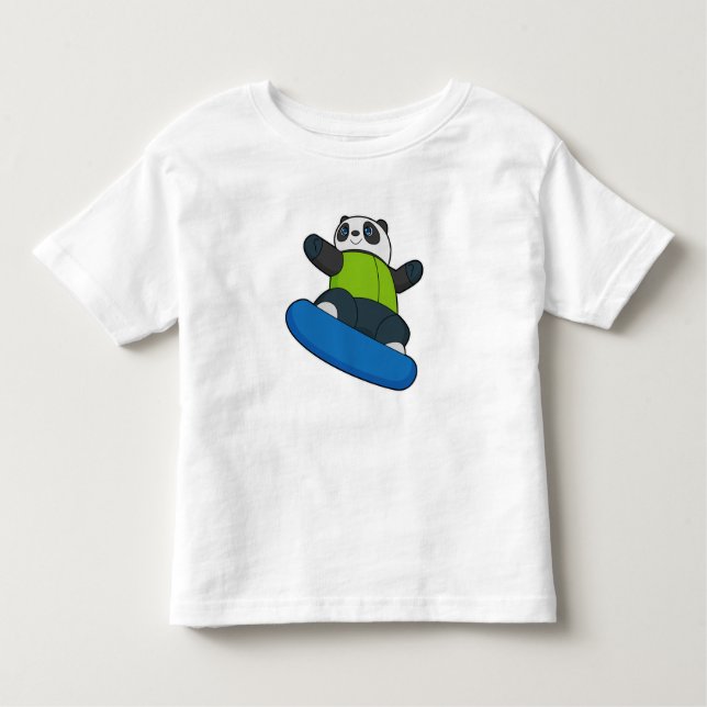 Panda als Snowboarder mit Snowboard Kleinkind T-shirt (Vorderseite)