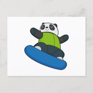 Panda als Snowboarder mit Snowboard Postkarte