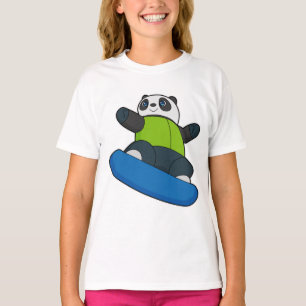 Panda als Snowboarder mit Snowboard T-Shirt