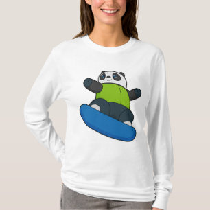 Panda als Snowboarder mit Snowboard T-Shirt