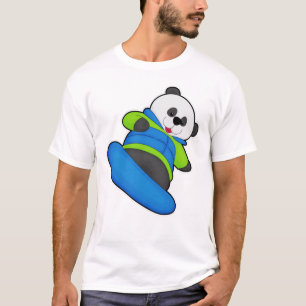 Panda als Snowboarder mit Snowboard T-Shirt