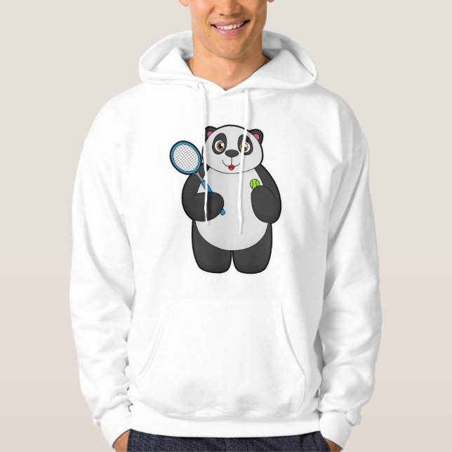 Panda als Tennisspieler mit Tennisschläger Hoodie (Vorderseite)