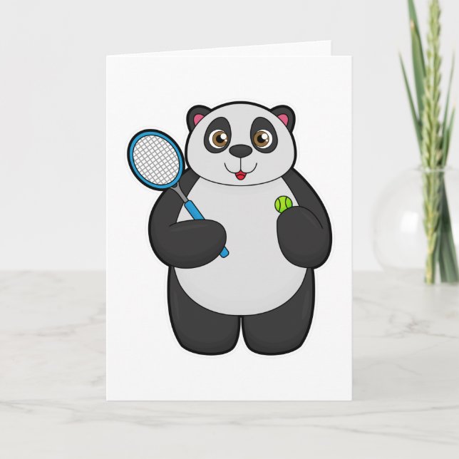 Panda als Tennisspieler mit Tennisschläger Karte (Vorderseite)
