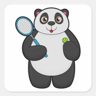 Panda als Tennisspieler mit Tennisschläger Quadratischer Aufkleber