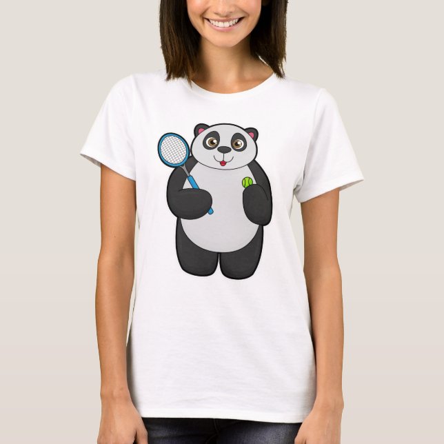 Panda als Tennisspieler mit Tennisschläger T-Shirt (Vorderseite)