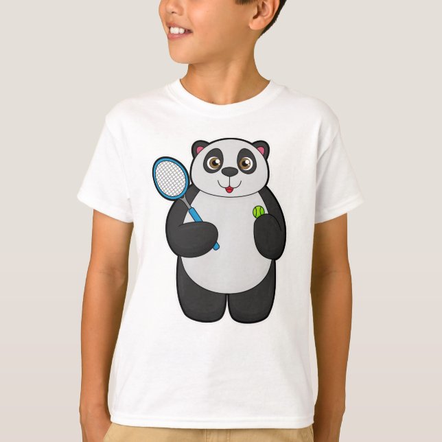Panda als Tennisspieler mit Tennisschläger T-Shirt (Vorderseite)