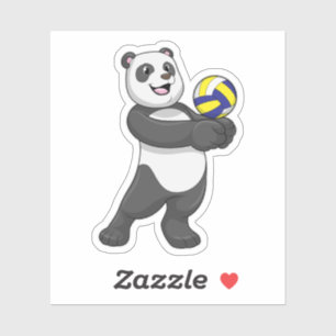 Panda als Volleyballspieler mit Volleyball Aufkleber