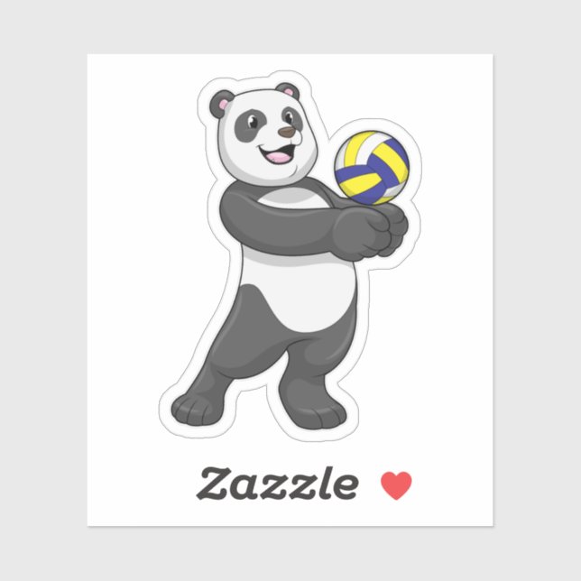 Panda als Volleyballspieler mit Volleyball Aufkleber (Blatt)
