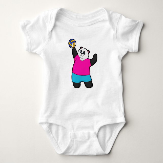 Panda als Volleyballspieler mit Volleyball Baby Strampler (Vorderseite)