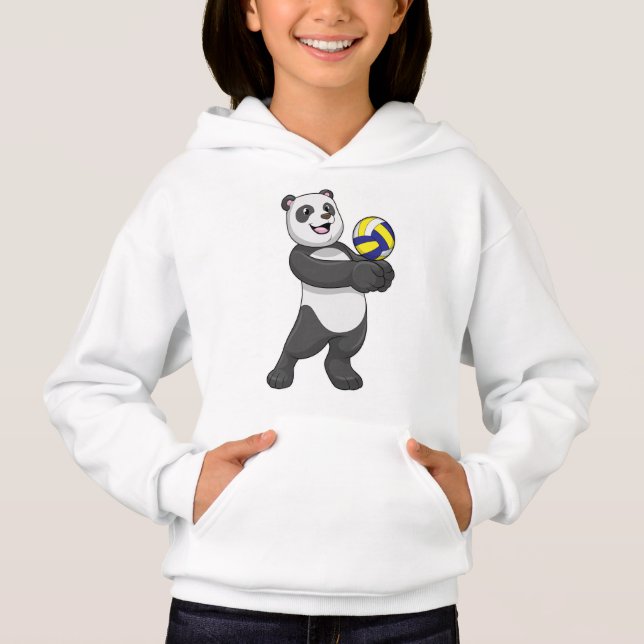 Panda als Volleyballspieler mit Volleyball Hoodie (Vorderseite)