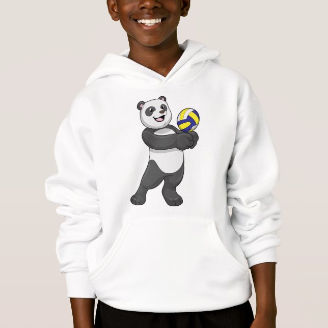 Panda als Volleyballspieler mit Volleyball Hoodie (Vorderseite)