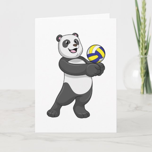 Panda als Volleyballspieler mit Volleyball Karte (Vorderseite)