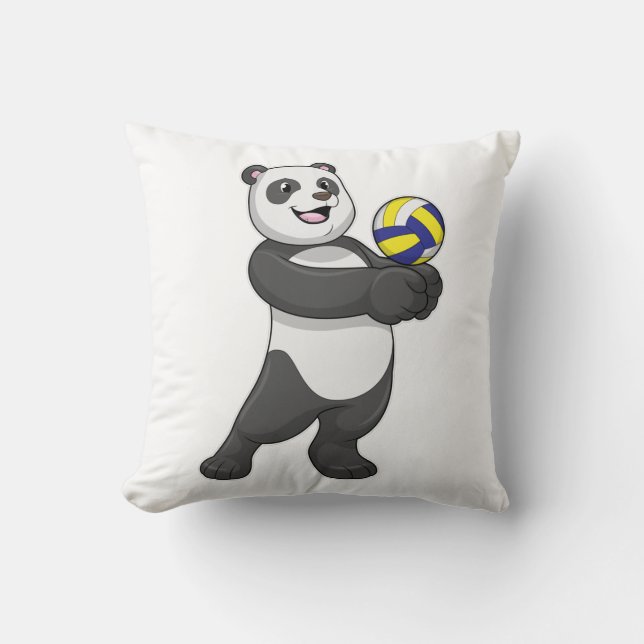 Panda als Volleyballspieler mit Volleyball Kissen (Vorderseite)