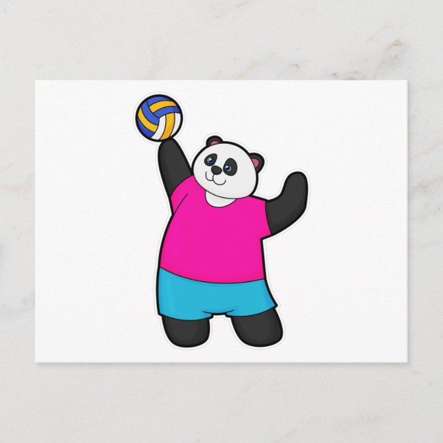 Panda als Volleyballspieler mit Volleyball Postkarte (Vorderseite)