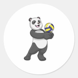 Panda als Volleyballspieler mit Volleyball Runder Aufkleber