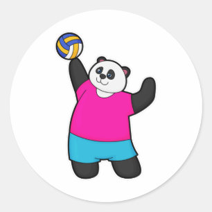Panda als Volleyballspieler mit Volleyball Runder Aufkleber