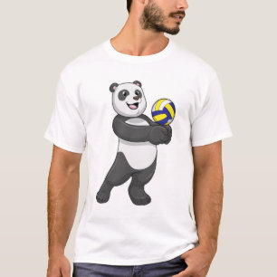 Panda als Volleyballspieler mit Volleyball T-Shirt
