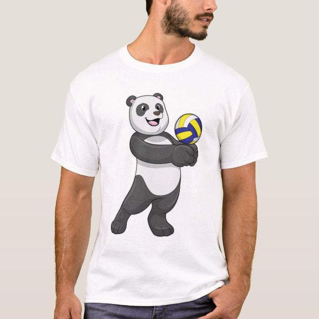 Panda als Volleyballspieler mit Volleyball T-Shirt (Vorderseite)