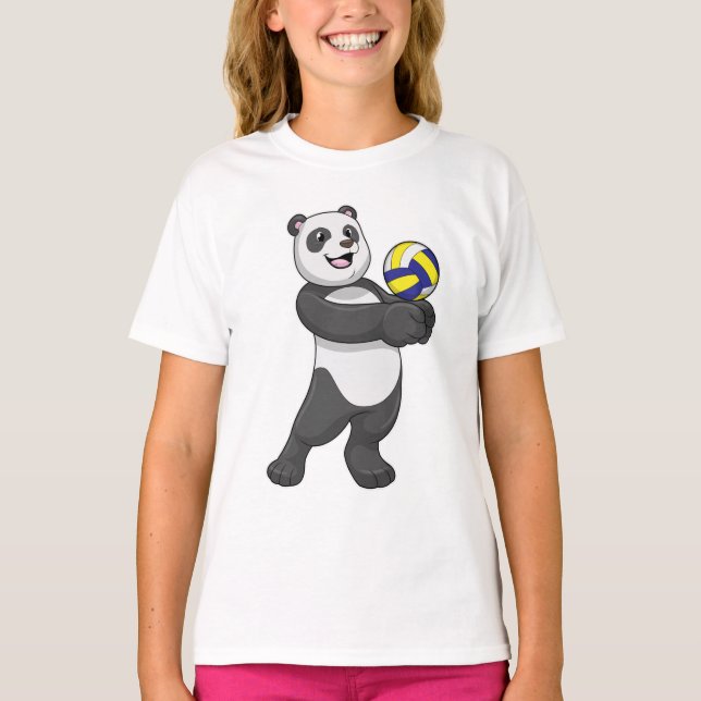Panda als Volleyballspieler mit Volleyball T-Shirt (Vorderseite)