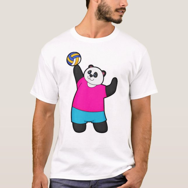 Panda als Volleyballspieler mit Volleyball T-Shirt (Vorderseite)