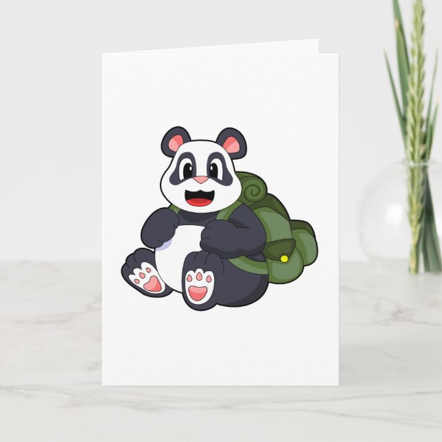 Panda als Wanderer mit Rucksack Karte (Vorderseite)