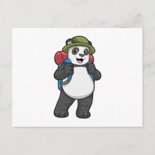 Panda als Wanderer mit Rucksack Postkarte