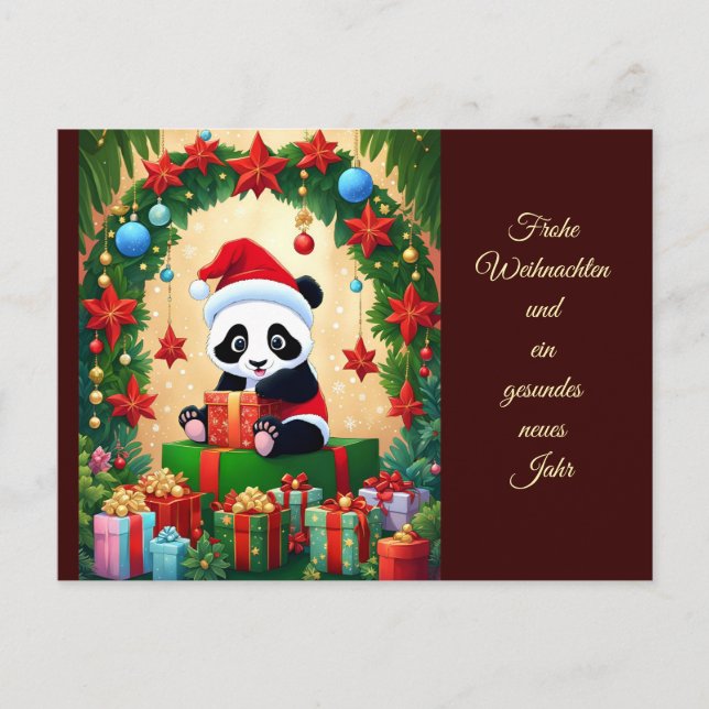 Panda als Weihnachtsmann verkleidet Postkarte (Vorderseite)