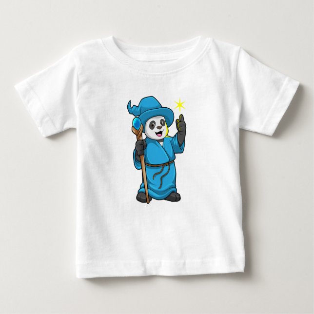 Panda als Zauberer mit Zauberstab Baby T-shirt (Vorderseite)