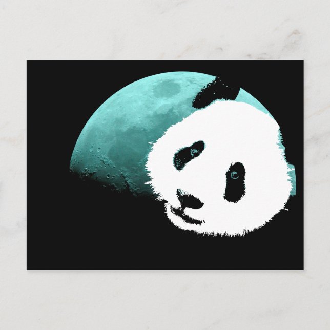 Panda am Mond. Postkarte (Vorderseite)