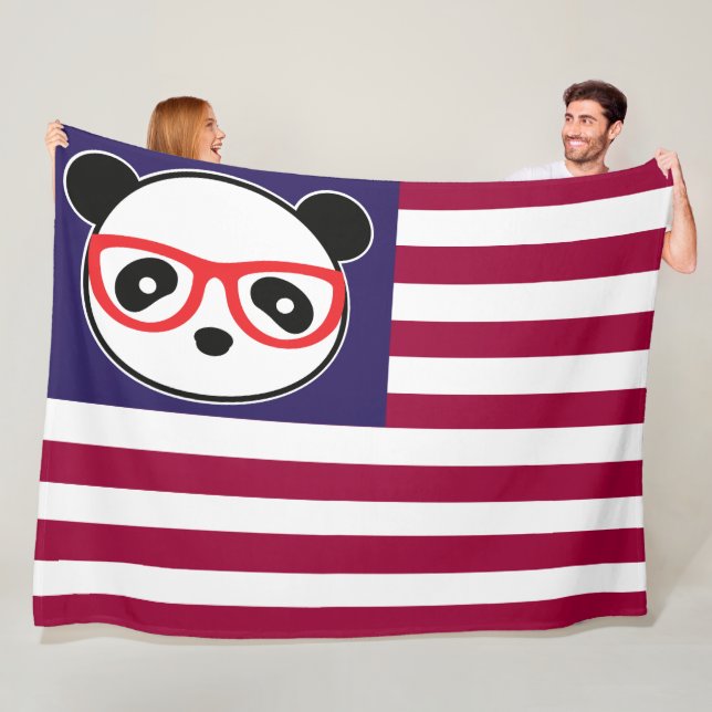 Panda American Flag Panda Bear US Flag Theme Fleecedecke (Beispiel)