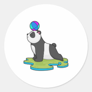 Panda an der Yoga-Fitness Runder Aufkleber