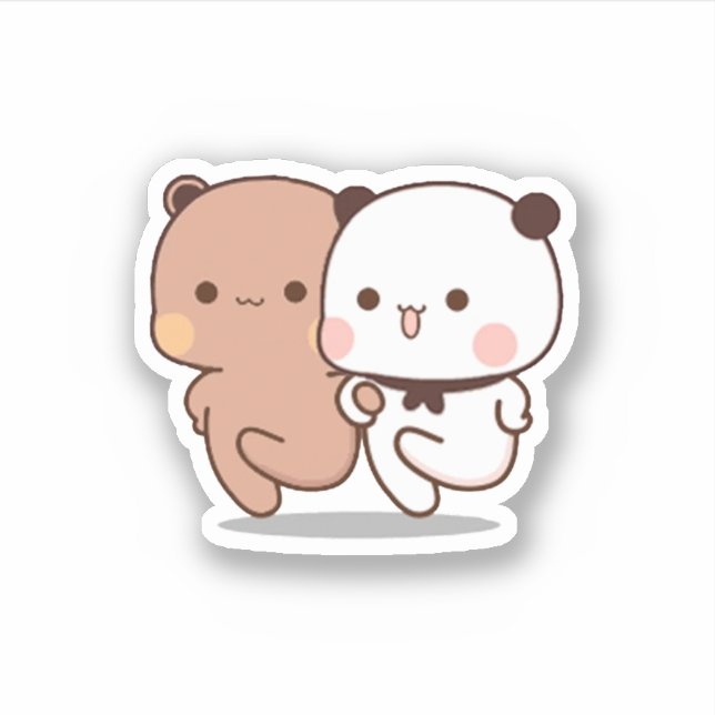 Panda and Brownie Bear Couple Aufkleber (Vorderseite)
