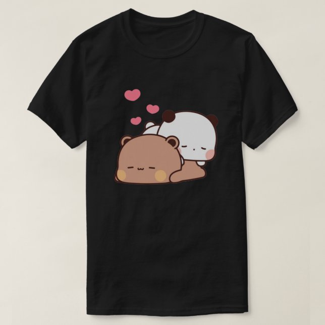 Panda and Brownie Bear Couple T-Shirt (Design vorne)