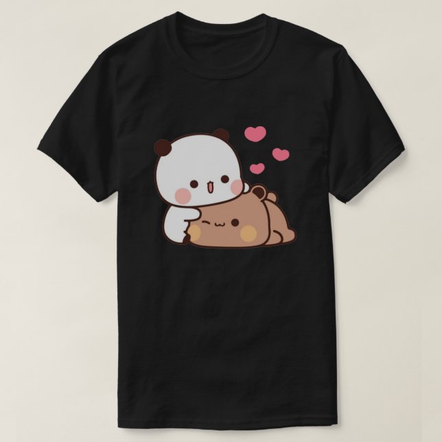 Panda and Brownie Bear Couple T-Shirt (Design vorne)