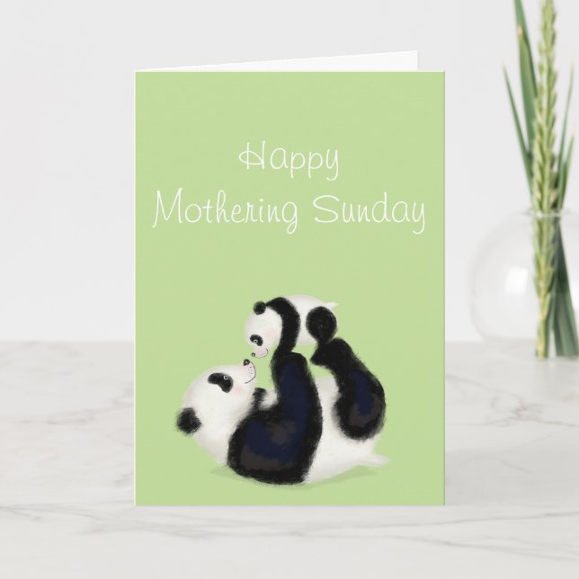 Panda and cub Mothering Sunday card Karte (Vorderseite)