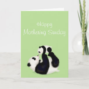 Panda and cub Mothering Sunday card Karte