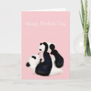 Panda and cub Mother's Day card (pink) Karte