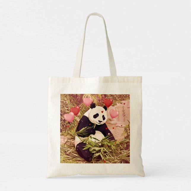Panda and hearts tote bag tragetasche (Rückseite)
